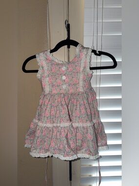 Girls' Pink Floral Lace Tiered Zoe Dress